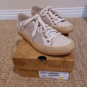 Born Canvas Leather Sneaker style shoe.  Neutral color.  SZ 6.5, medium width.